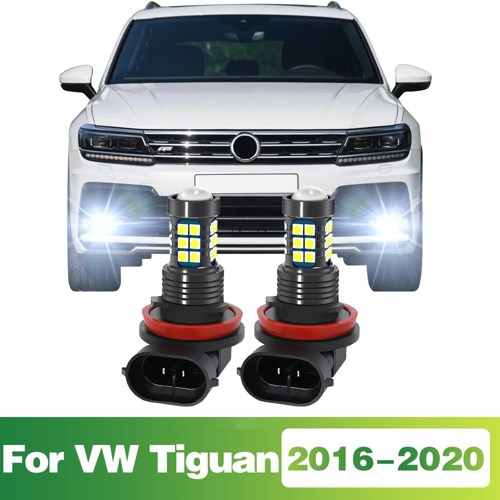 2 Pcs LED Lamp Car Front Fog Light Bulb For Volkswagen VW Tiguan 2 MK2 2016 2017 2018 2019 2020 Accessories