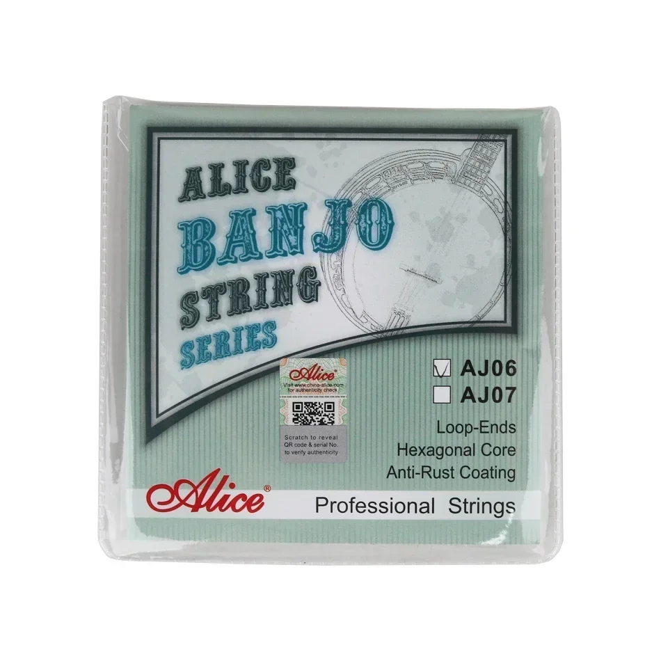 Alice AJ06/AJ07 Banjo Strings Set Hexagonal High-Carbon Steel Core Phosphor Bronze Winding Anti-Rust Coating Performance Strings