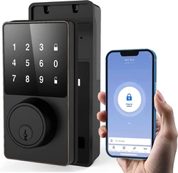 Smart Lock with Bluetooth, Keyless Entry Door Lock with Touchscreen Keypads, Easy to Install, App Unlock, Security Waterproof El