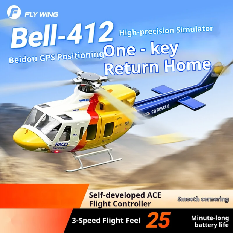 Fly Wing Bell 412 High Simulation Rc Helicopter Gps Self Stabilizing One Key Return Ace Fly Controller Endurance For Adult