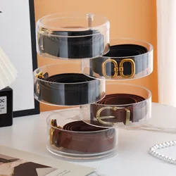 Rotating Multi-Layer Belt Organizer Transparent Display Case for Women's Belts Necklaces Earrings Ring Jewelry Box Display Stand