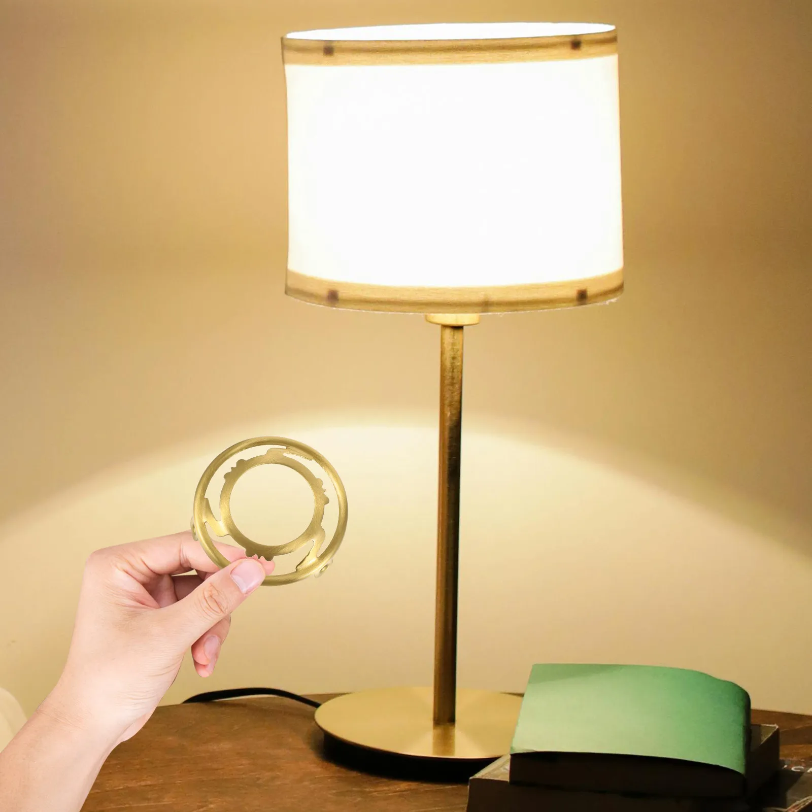 1Set Heavy Duty Copper Lampshade Reducer Ring Holder Collar Socket Adapter Light Fixture Shade Ring Replacement Accessory
