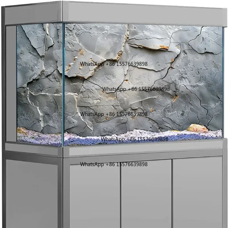 ZOCI-FOR 3D Aquarium Background Sticker,  Rock Texture Painting Wallpaper Fish Tank Backdrop Decorations PVC