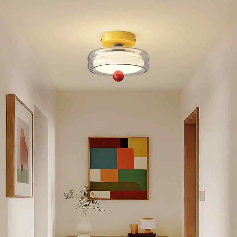 Memphis Aisle Ceiling Lights Colorful Dopamine Corridor Glass Light LED Children's Room Bedroom Entrance Cloakroom Ceiling Lamps