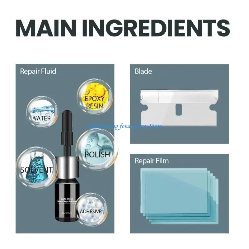 H9EB 30 مل أداة إصلاح زجاج السيارات النانوية السائلة للزجاج الأمامي مزيل خدوش الزجاج التلقائي