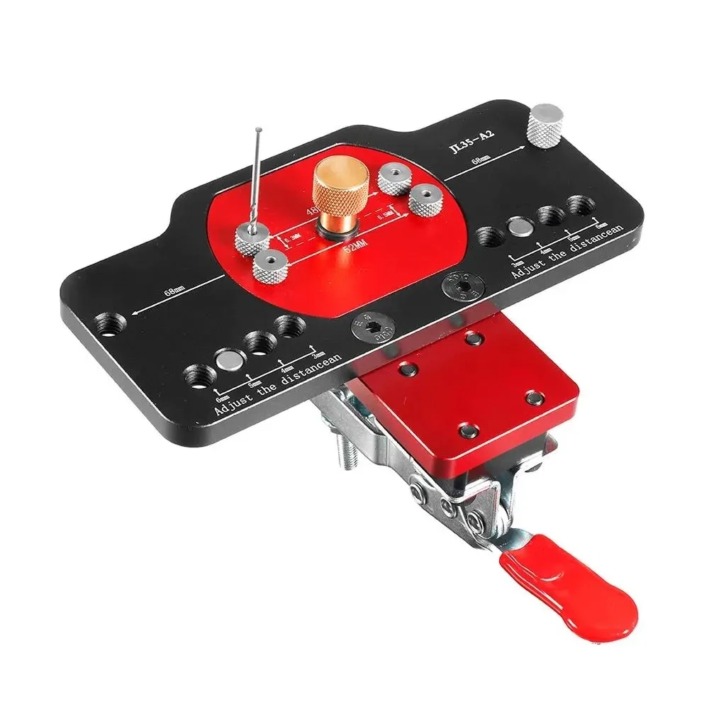 

Hinge Boring Hole Drill Guide Hinge Jig with Clamp 35MM Aluminum Alloy For Woodworking Cabinet Door Installation Woodwork Tools