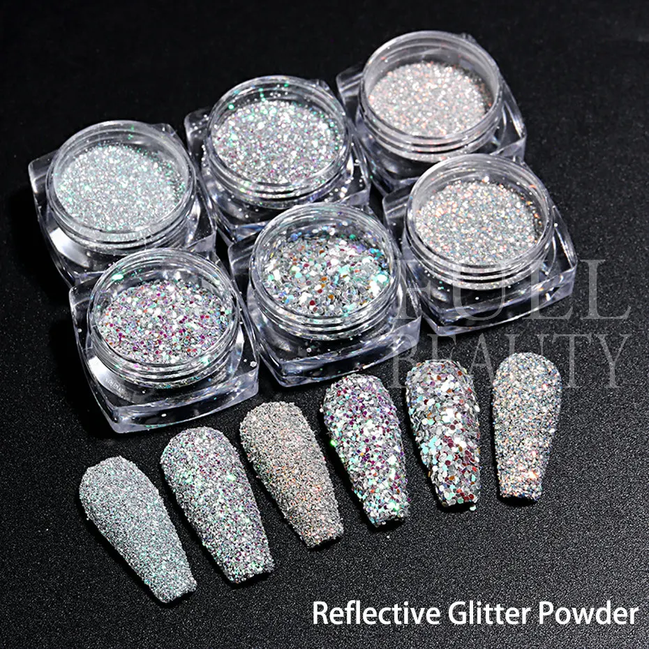 Nails Glitter Reflective Powders Super Shiny Sparkly Disco Sequins Dust  Bright Iridescence Manicure Pigment Nail Decoration FGF