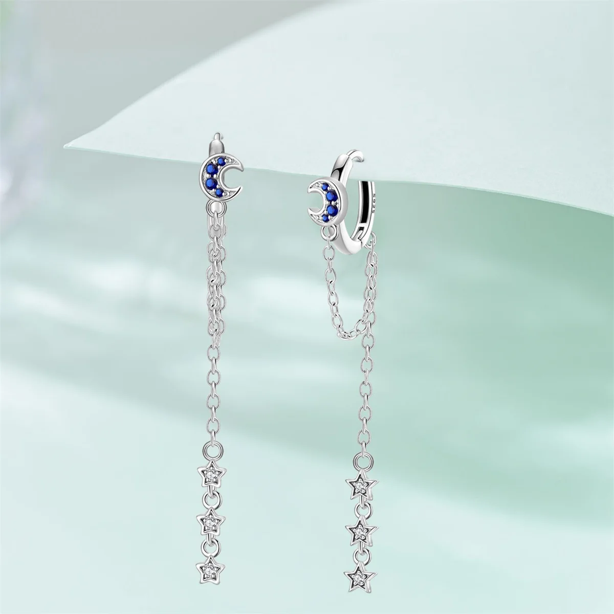 

Star and Moon Tassel Earring for Women 925 Sterling Silver Hoop Earring Jewelry Graduation Birthday Gifts for Girls