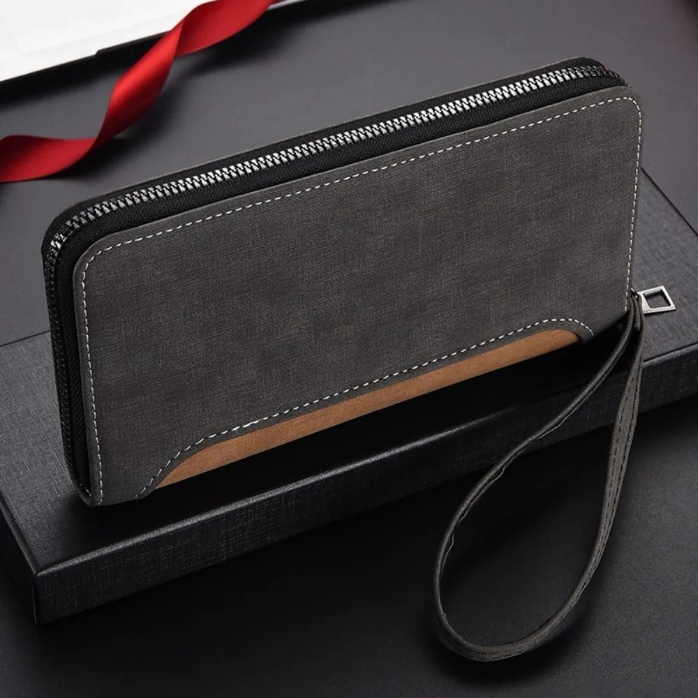 Elegant Leather Long PU Wallet Phone Pouch Zipper Business Clutch Bag Large Capacity Multiple Card Slots Men Card Holder Men
