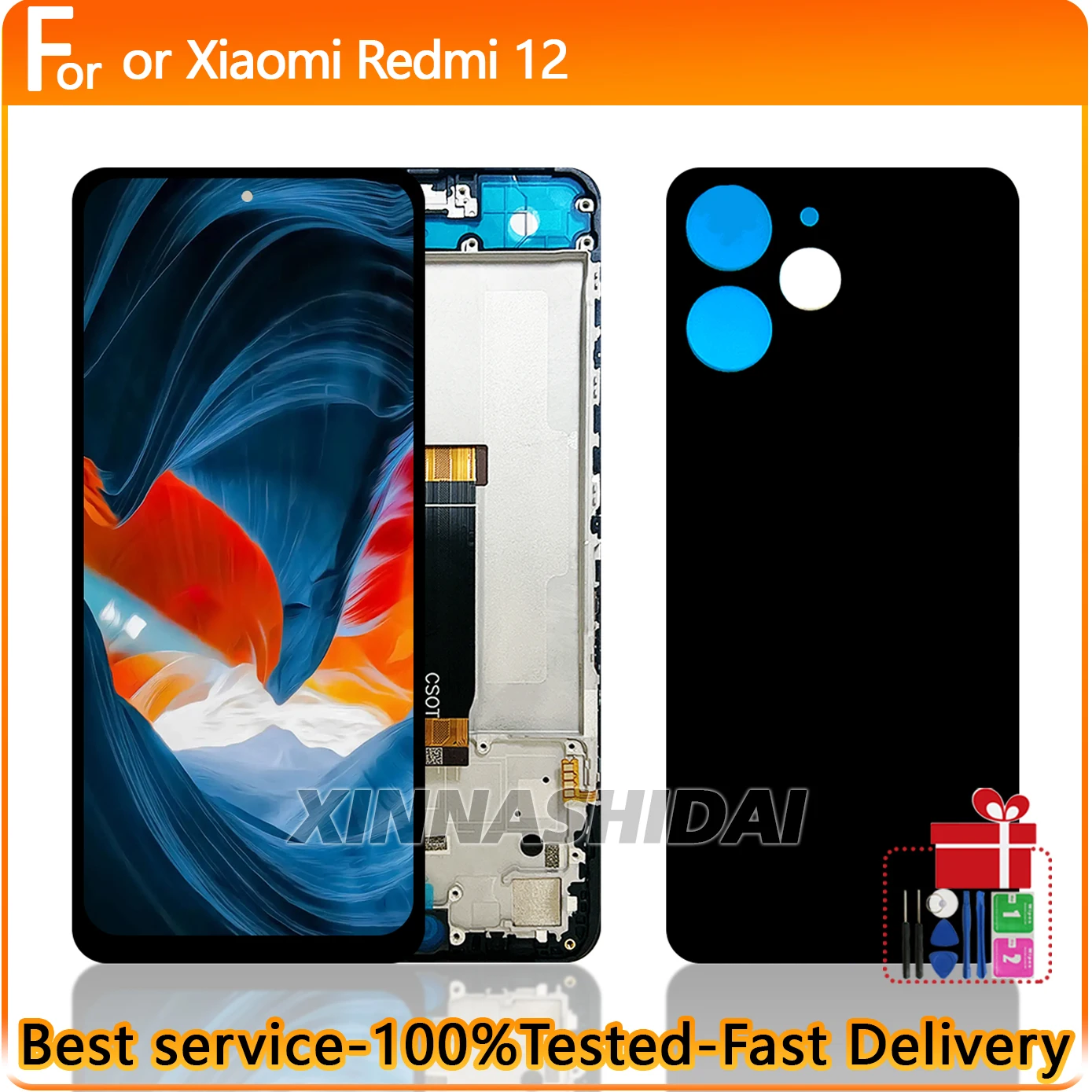 NEUE LCD Bildschirm Für Xiaomi Redmi 12 Display Touchscreen Digitizer Montage Ersatz Panel Für Redmi 12 Mit Rahmen Batterie Cove