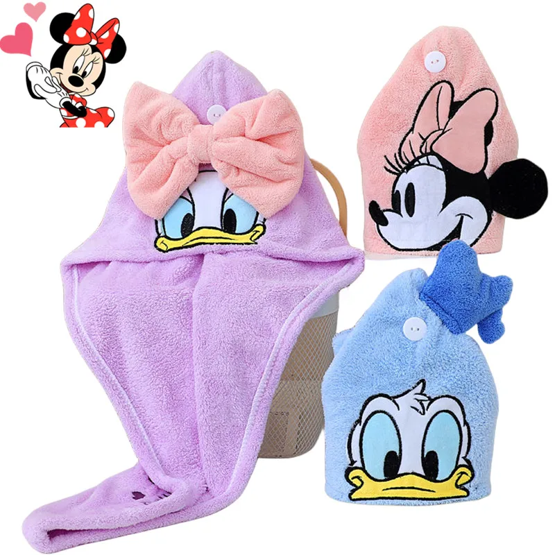 Anime Disney Minnie Kawaii Hair drying cap Mickey Mouse Woman Girls cute bun head shower cap suction caps hair drying towel Gift