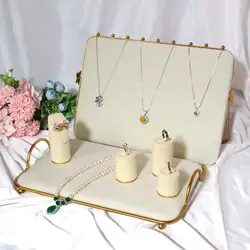 Freestanding Metal Jewelry Display Stand for Women Necklace Earring Display Board Retail Store Organizer Anti Scratch Flocked