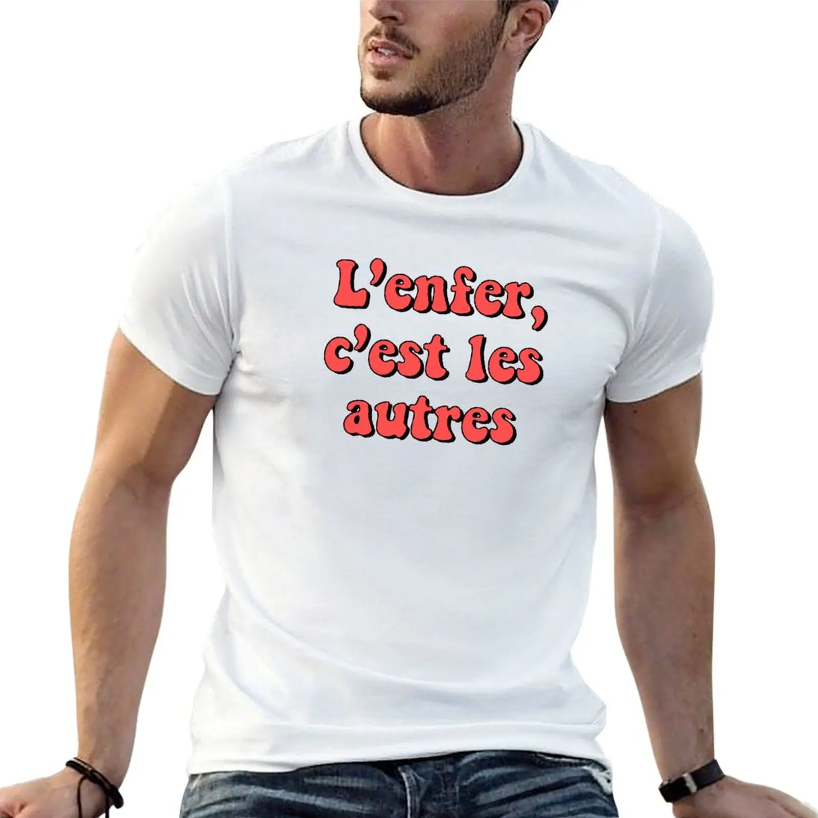 Hell is other people Jean Paul Sartre French quote T-Shirt Thanksgiving Casual Tee