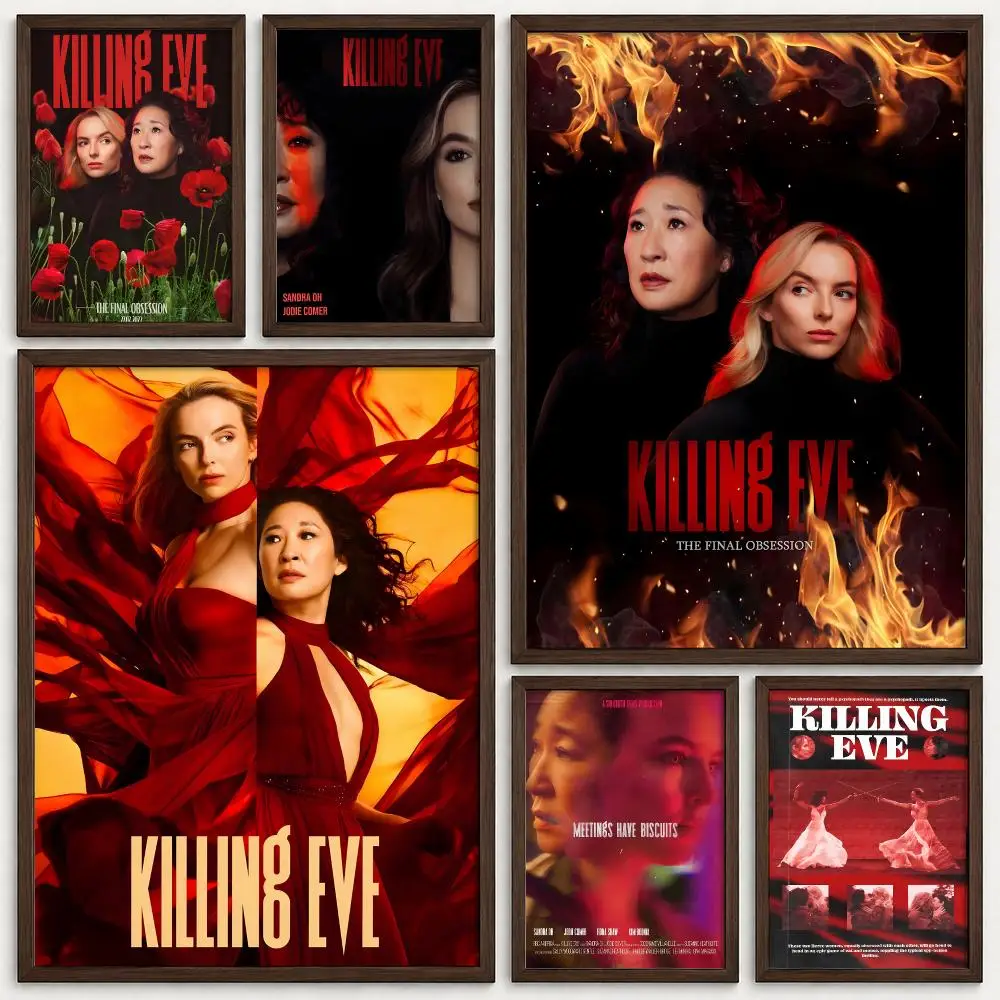 TV Series Killing Eve Poster Self‑Adhesive Waterproof PP Poster Coffee House Bar Wall Art Sticker Room Home Decor