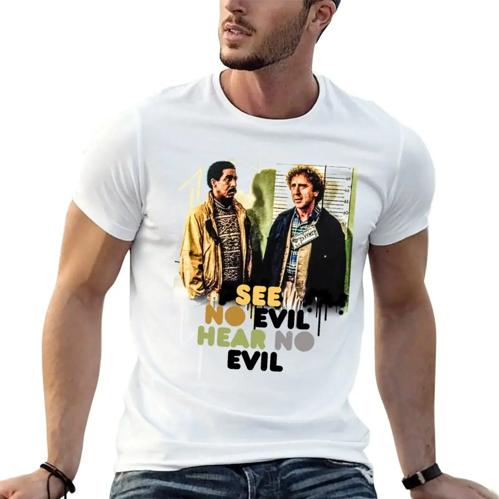 see no evil hear no evil film print T-Shirt rapper graphic tees anime t shirts vintage t shirt men