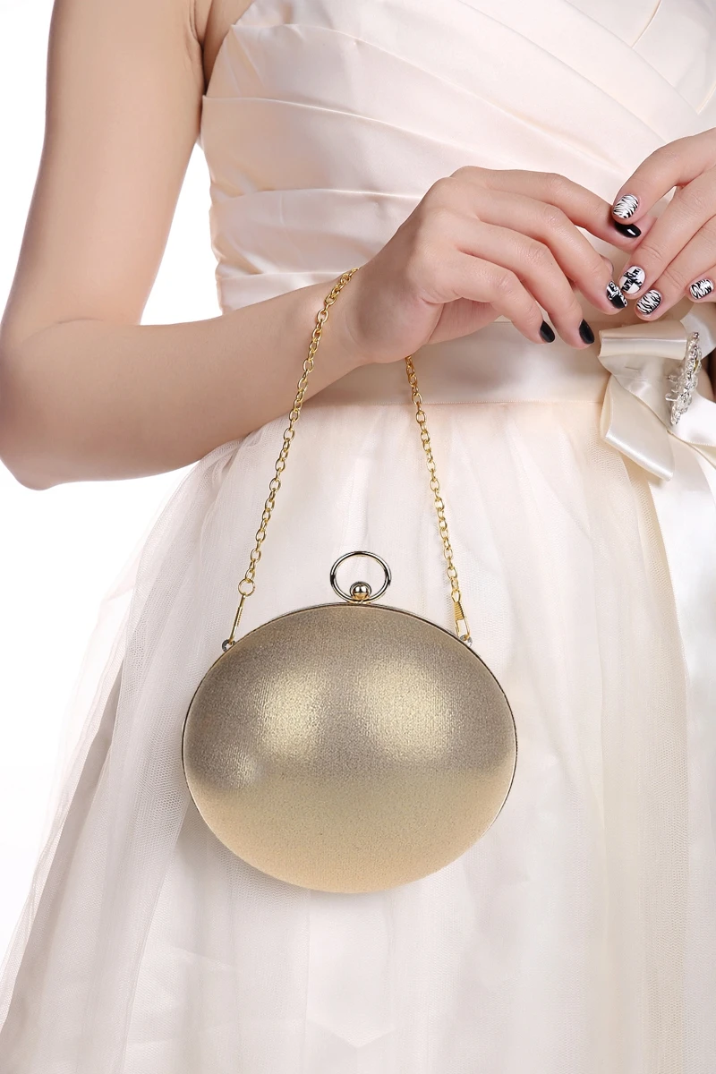 Famous Brand Design Fashion Pearl Ball Shape Evening Bags Cute Gold Silver Paty Round Globe Handbags Shoulder Bag Woman Purse