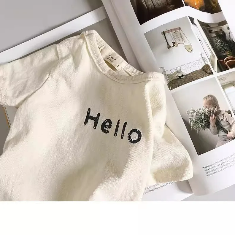 Ropa de bebé de estilo coreano, Onesies de bebé a la moda, informales, simples, con letras, suaves y cómodas, pelele Simple para niños, novedad de verano 2024