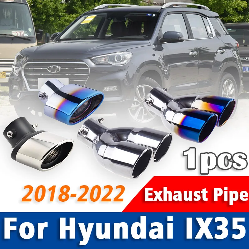 

1Pcs Stainless Steel Exhaust Pipe Muffler For Hyundai Tucson ix35 2018-2022 Tailpipe Muffler Tip Car Rear Tail Throat Styling