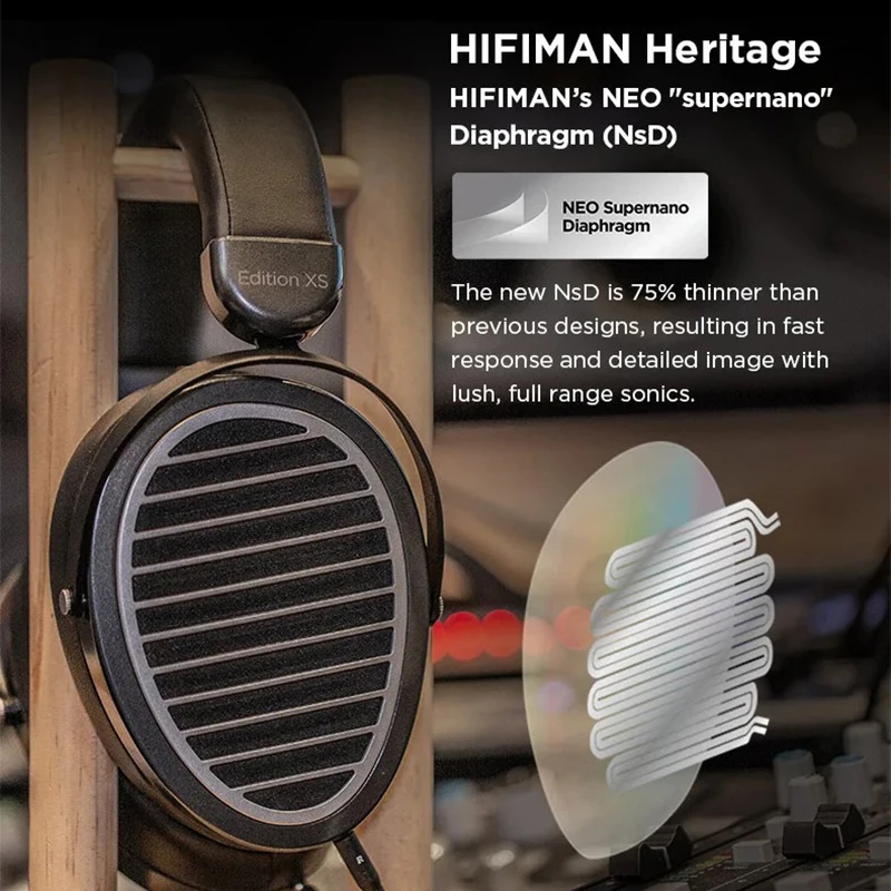 Hifiman Edition XS Headphones Stealth Magnets Planar Magnetic Earphones Full-Size Over-Ear Open-Back Hifi Earbuds Nano Diaphragm