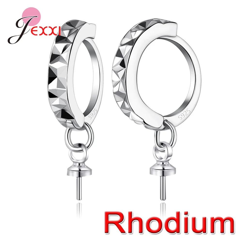 Beautiful Crystal 1 Pair 925 Sterling Silver DIY Earring Findings Clasps Hooks Fittings Making Accessories Jewelry