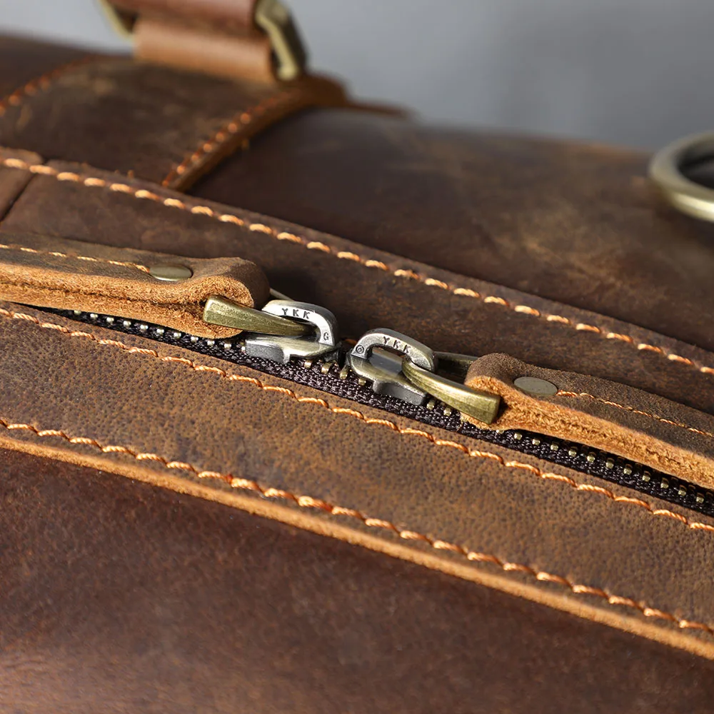 S.WORKER Premium Vollnarbenleder-Reisetasche Echtes Leder Vintage-Stil Große Handgepäcktasche – Detail 17