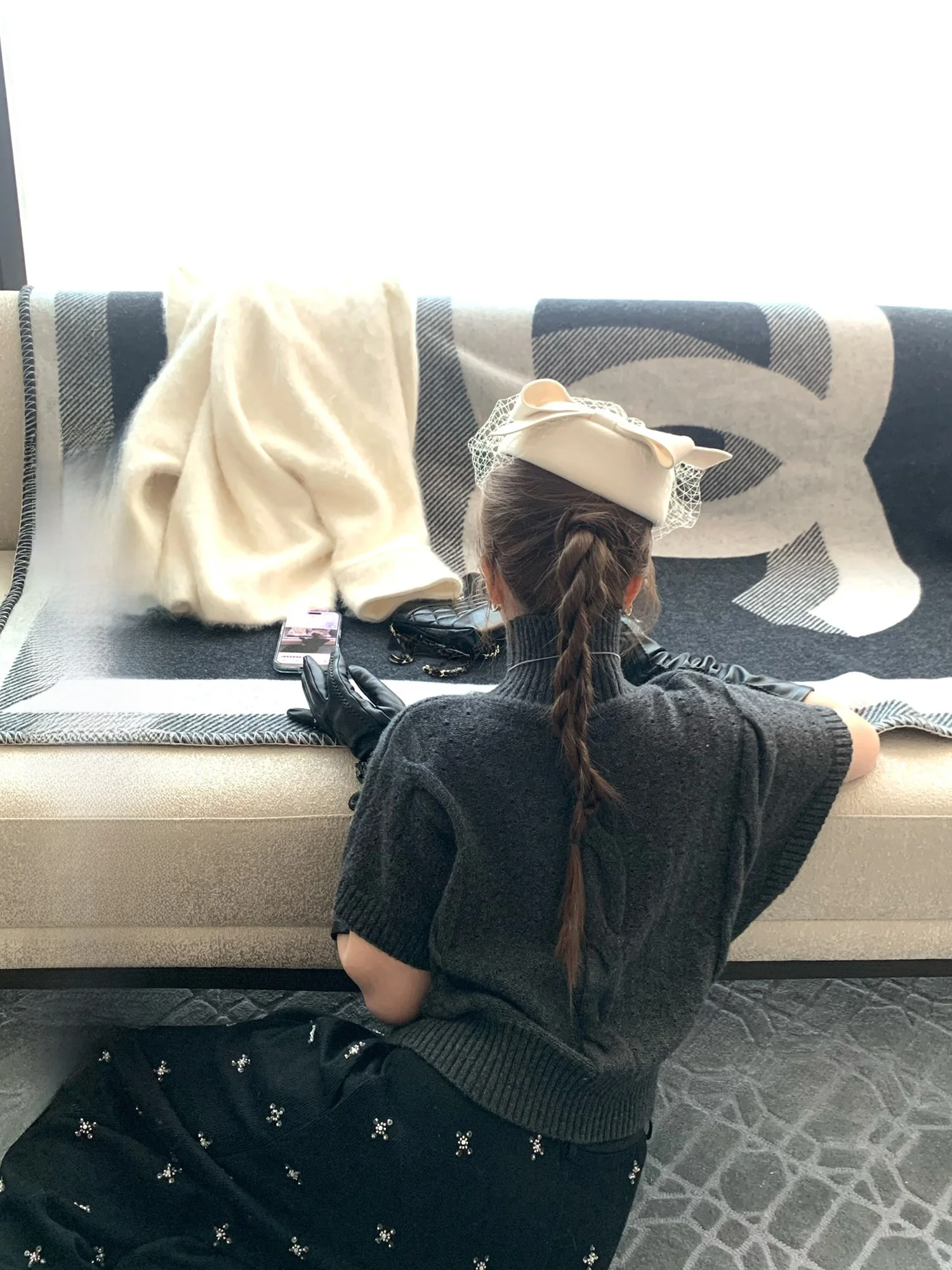 

Женский свитер из шерстяной смеси с рукавами «летучая мышь», ажурный, вязаный, с высоким воротником, зимний, модный, для повседневной носки