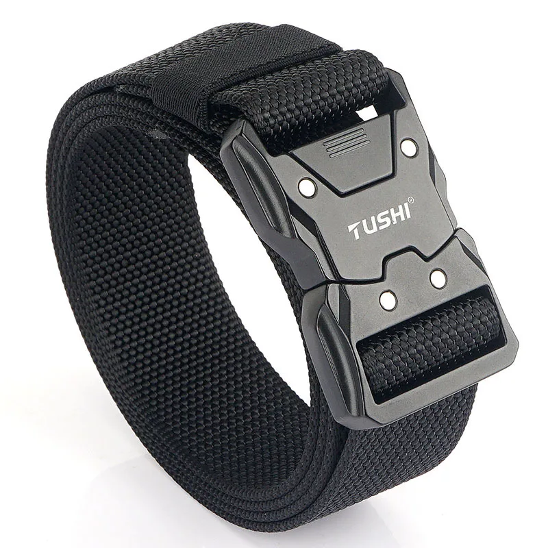 Men's Tactical Belt Nylon Quick Release Buckle Heavy Duty Adjustable Outdoor Adventure Wear-Resistant Commuter Utility