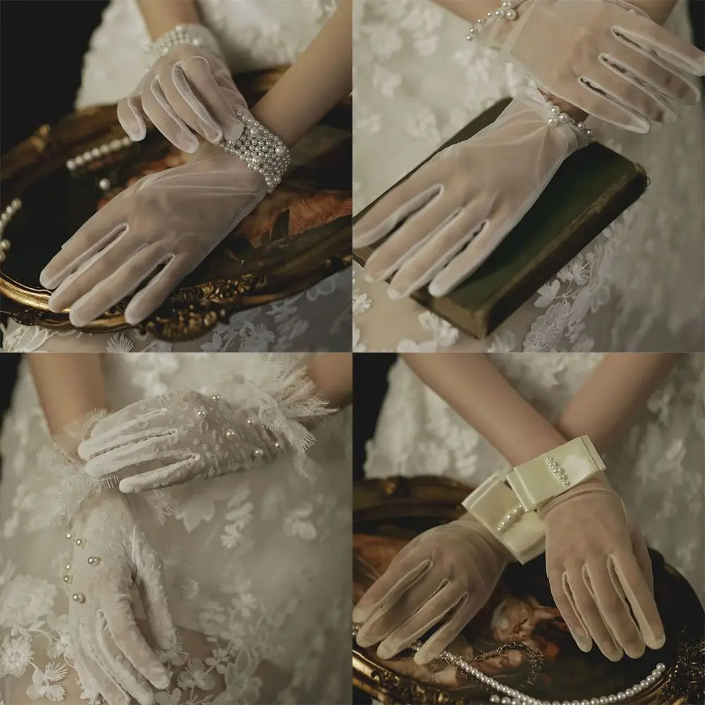 

1 Pair Vintage Party Dress Evening Prom Decor Wedding Bridal Gloves Lace Gloves Cycling Driving Mittens Bridal Gown Mittens