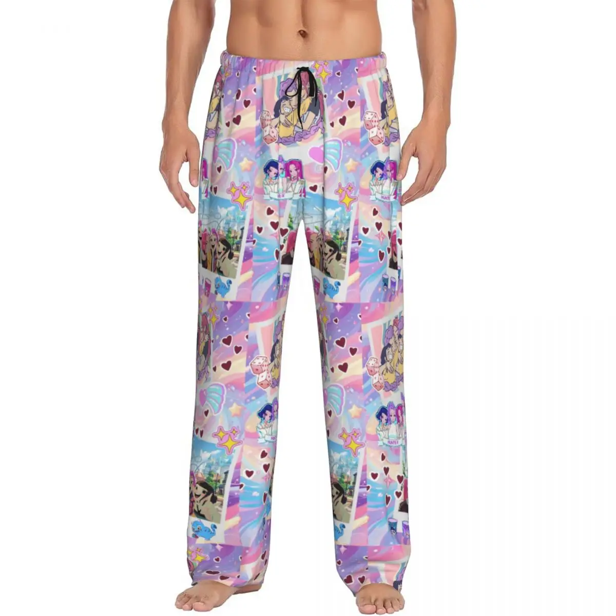

Custom Print Men's K-KPop D-Demon H-Hunters Poster Pajama Pants Anime Cartoon Sleepwear Sleep Lounge Bottoms with Pockets