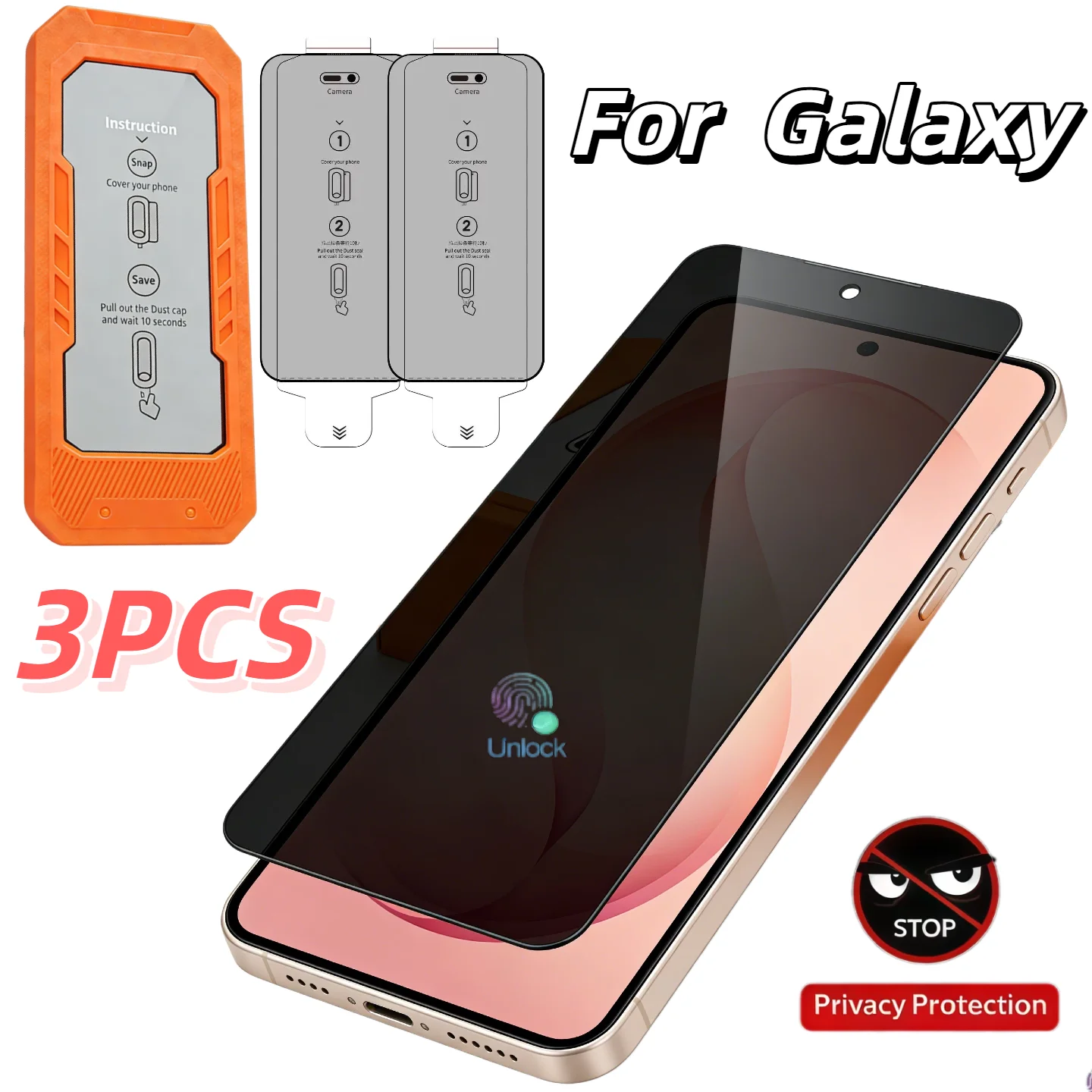 

3-Pack Privacy Screen Protector Tempered Glass for Galaxy S26/S26 Plus/S25/S25 Plus/S25 Ultra/S24/S24 Plus/S24 Ultra