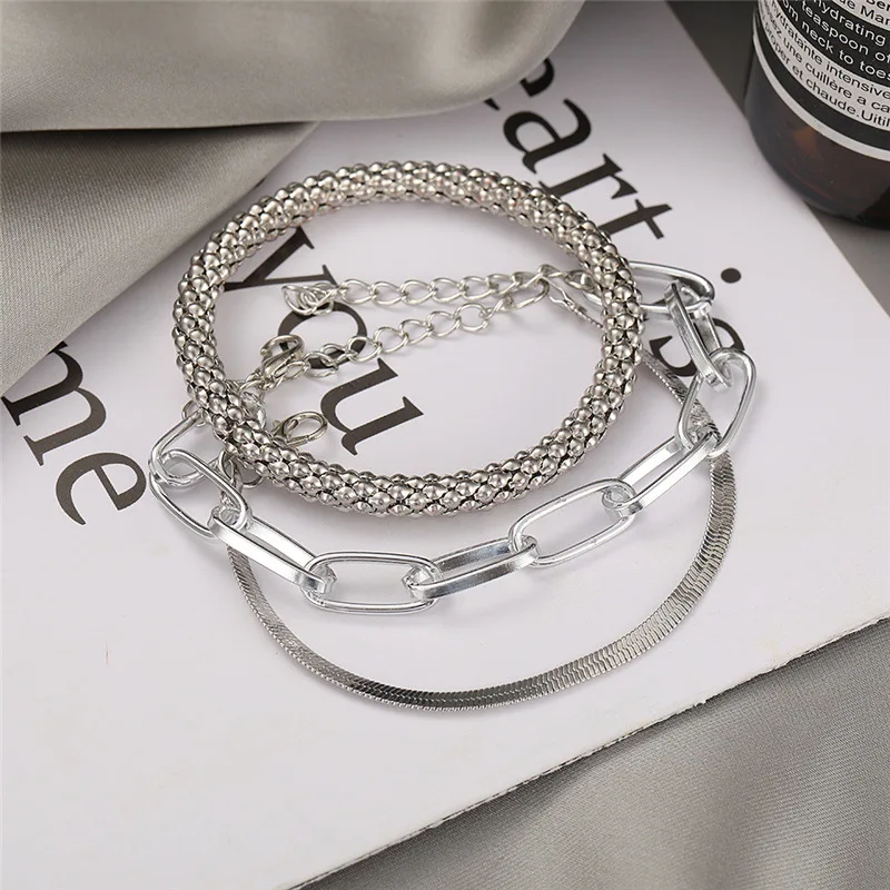 Bohemian Minimalist Metal Chain Women\'s Set of 6 Multi-layer Chain Simple Fashionable Bracelets Wedding Jewelry Birthday Gifts