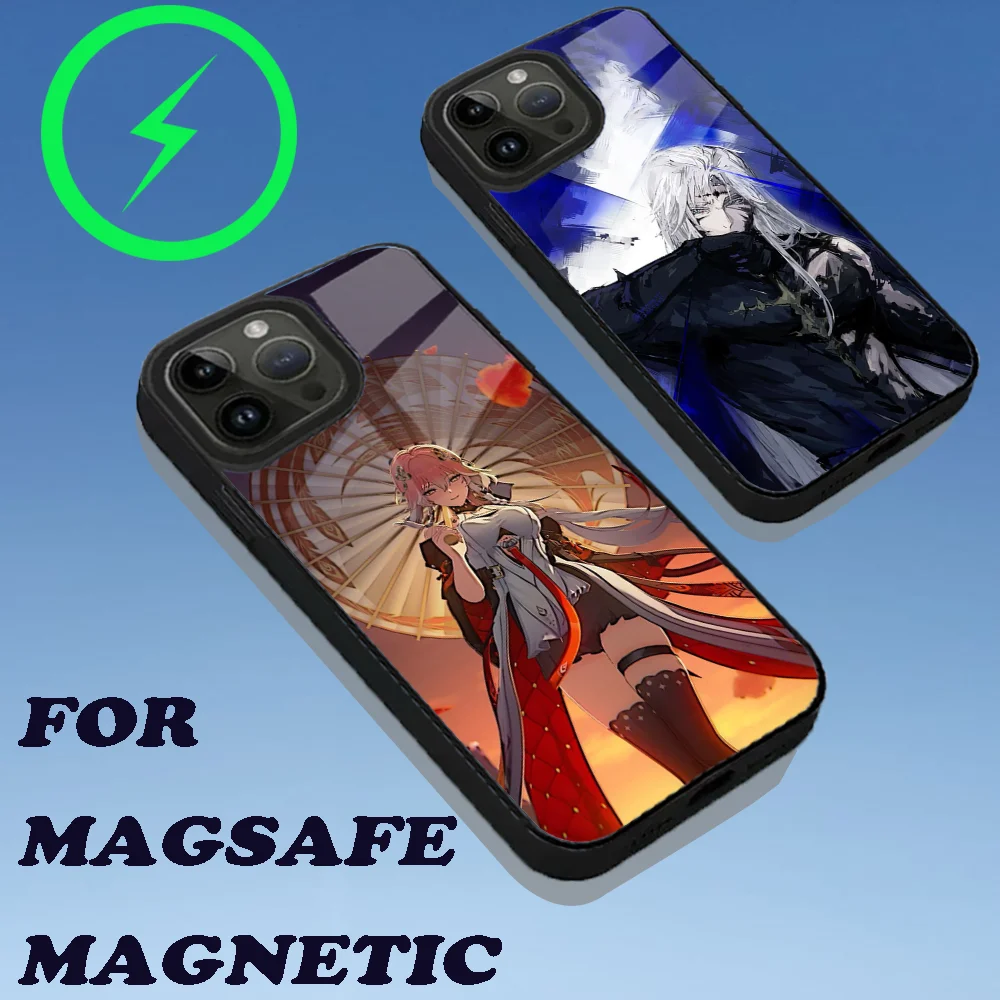 حافظة هاتف Game Wuthering Waves لهاتف iPhone 15,14,13,12,11,Plus,Pro,Max Mini Magsafe شحن لاسلكي مغناطيسي