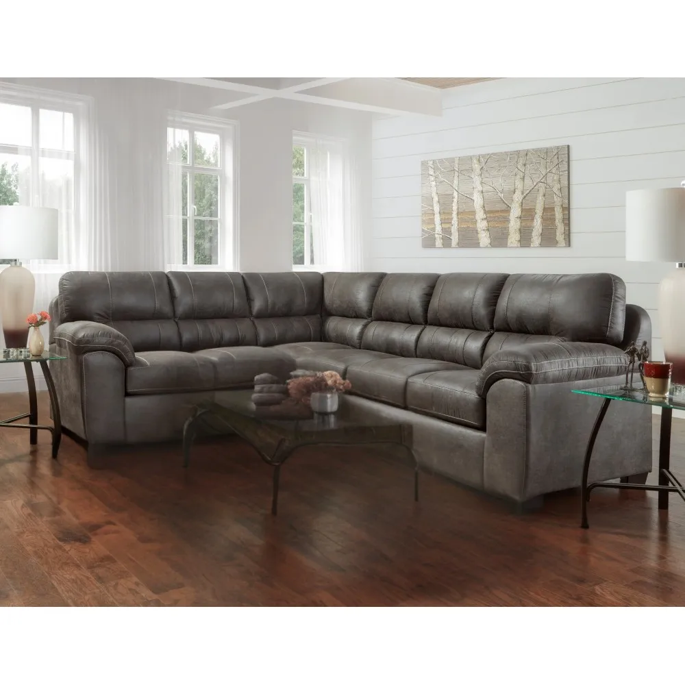 

Contemporary Fabric Pillow-top Arm Sectional Sofa (Ottoman not included)
