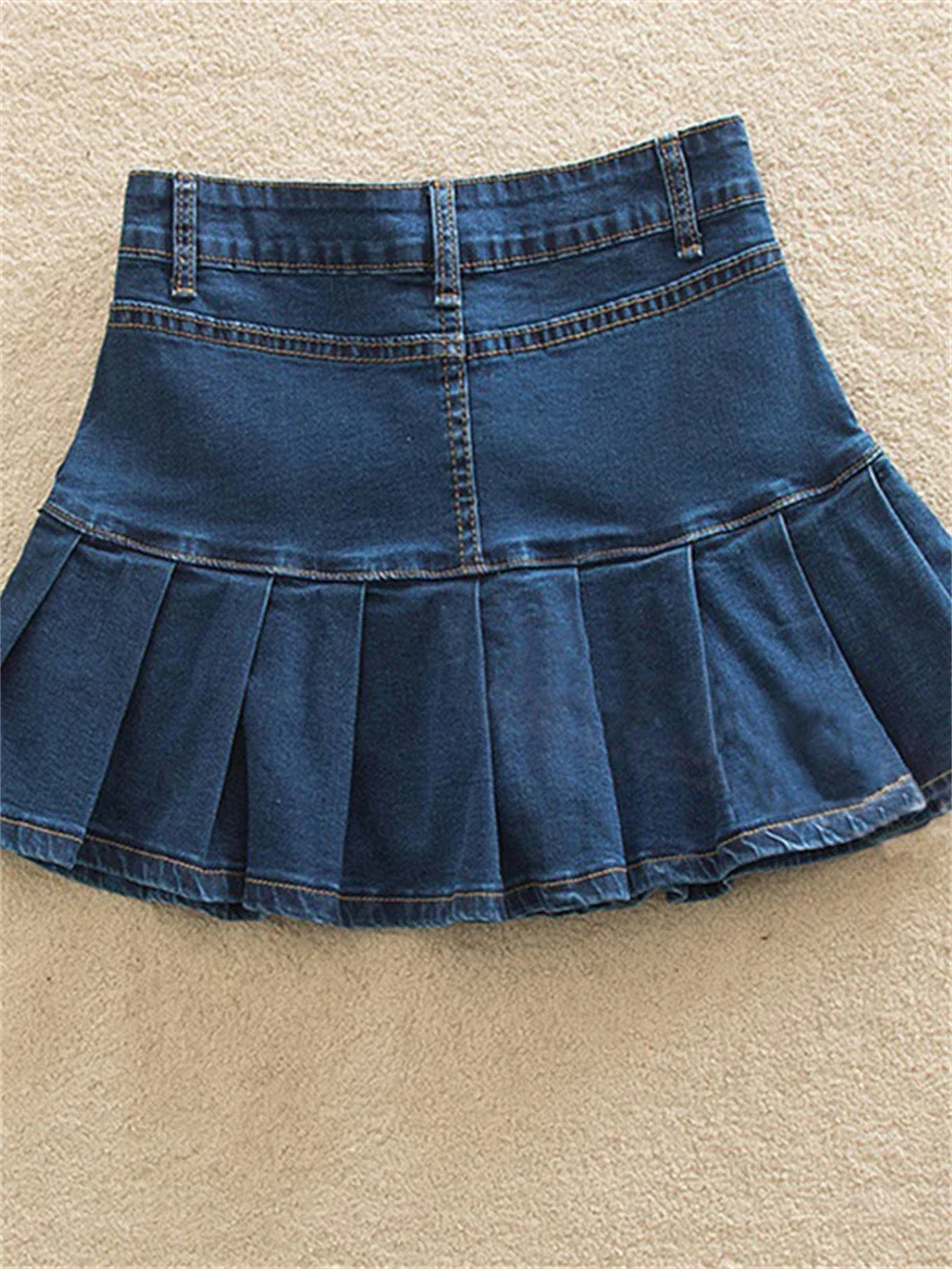 Denim Skirt With Ruffles 6XL 7XL Harajuku Jeans Skater Woman High Waist Bottom Female Casual Pleated Micro Mini Short Jurken