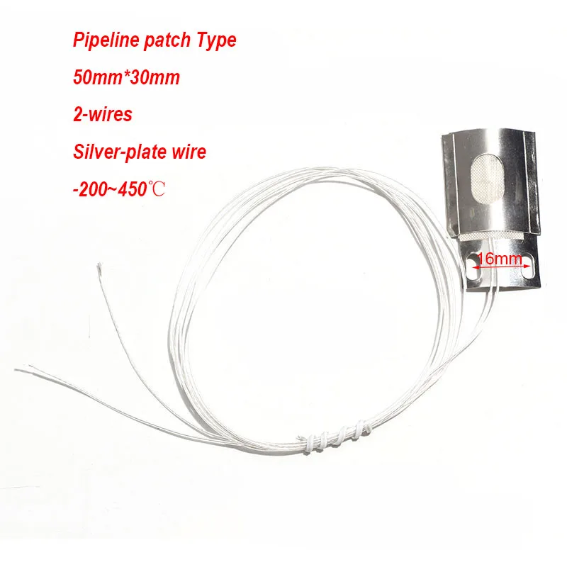 1pc Chip Tile Type PT100 Pipeline / Resin Patch Probe Embedded Temperature Sensor PTFE Line For Curved Object 1M/2M