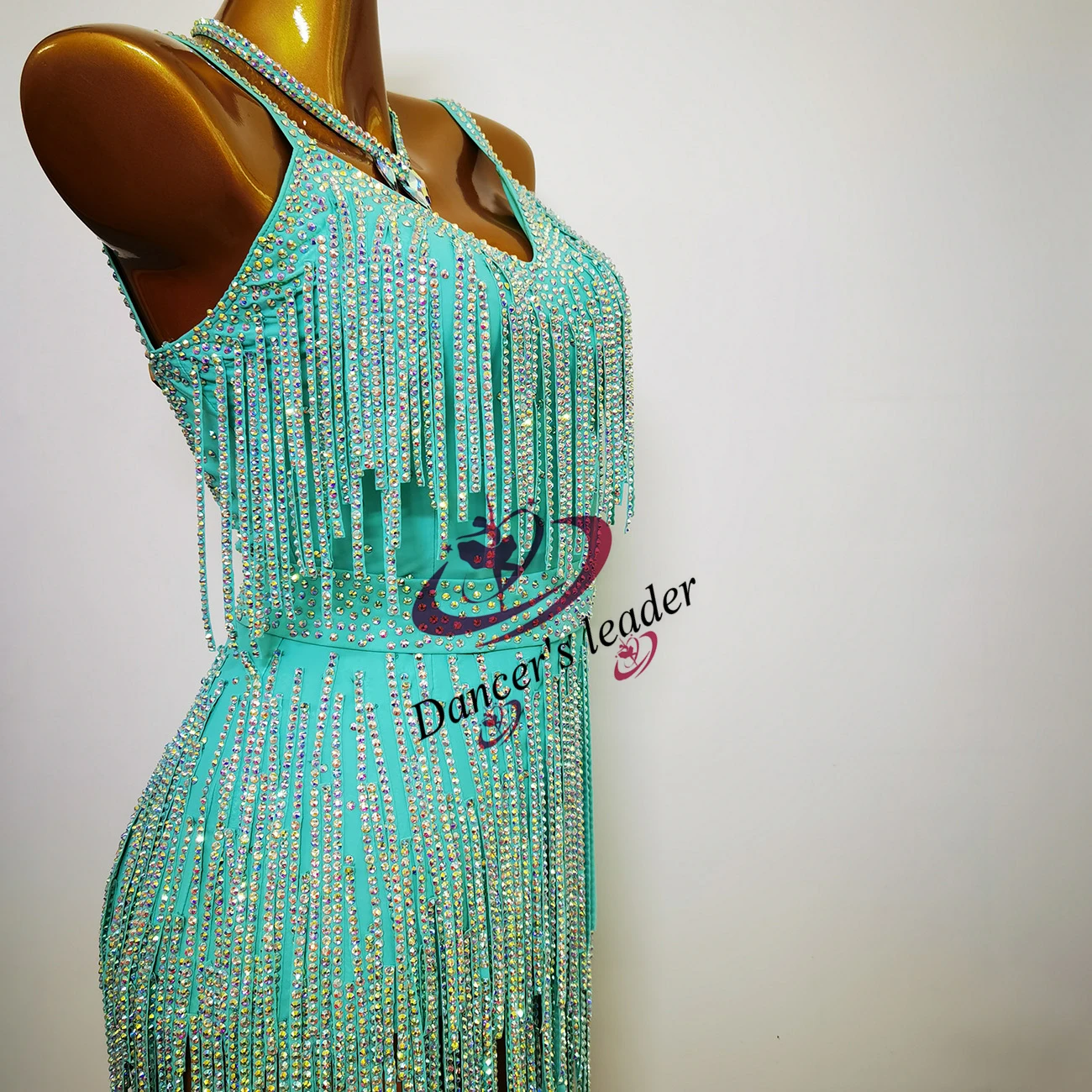 Vestido de dança latina de diamante personalizado para mulheres, alça sexy, cha cha cha tango, roupa profissional de palco