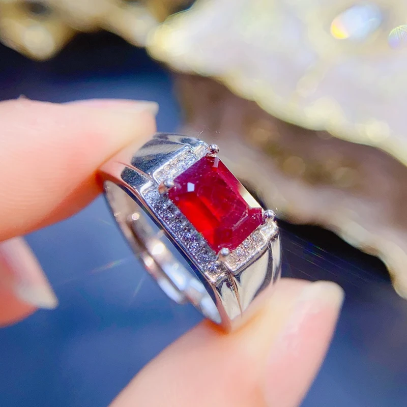 

Natural Ruby Rings for men silver 925 jewelry luxury gem stones 18k gold plated free shiping items