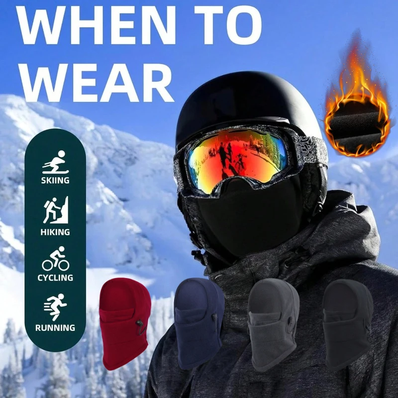 2 Stück warme Winter-Skimaske für Damen, Outdoor-Aktivitäten, warme Fleece-Gesichtsbedeckung, Beanie, winddichte Halsmanschette zum Reiten, Skifahren