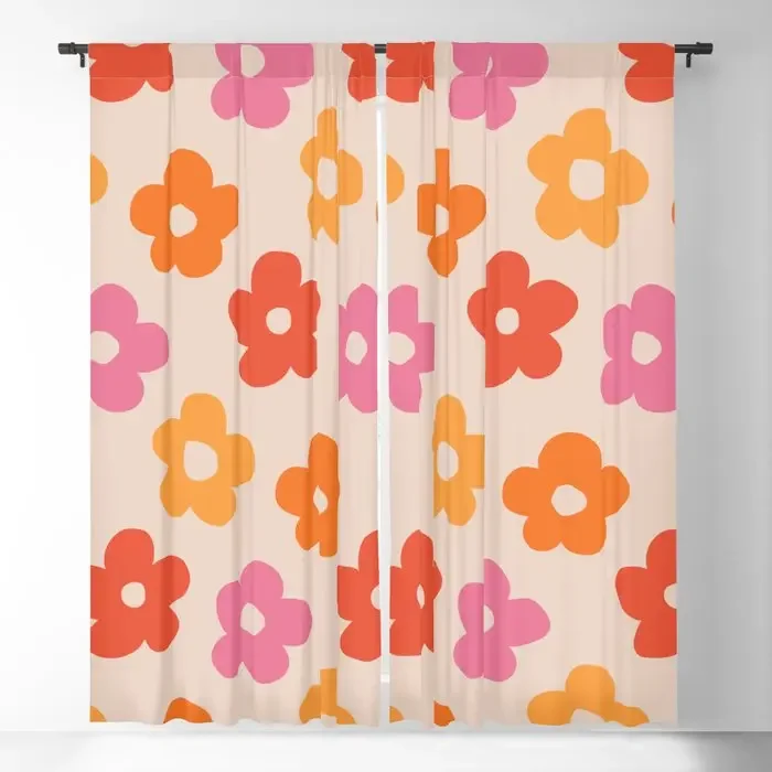 

Retro 60s 70s Flowers Pattern Blackout Curtains 3D Print Window Curtains for Bedroom Living Room Decor Window Treatments