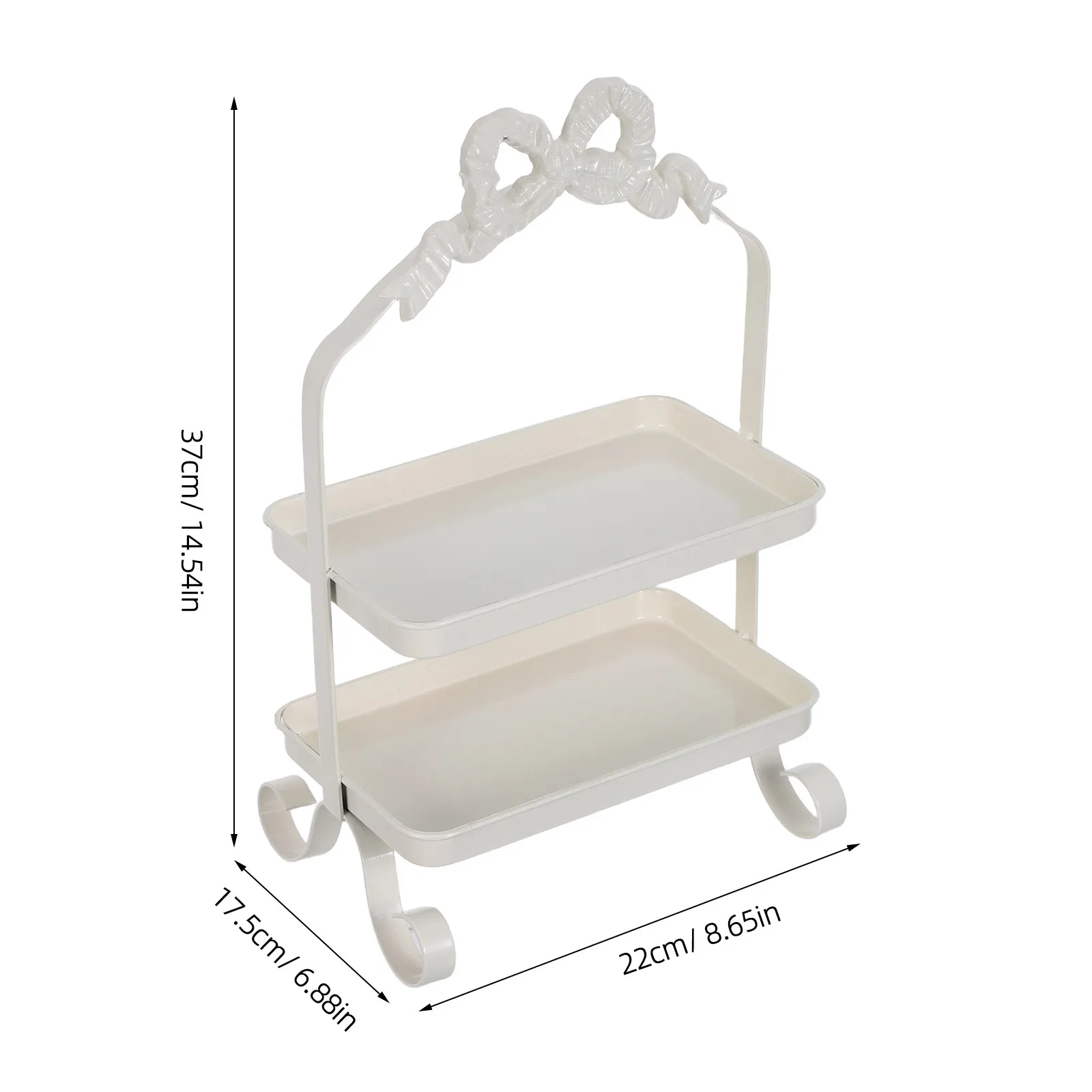 2-Tier Vintage Iron Rectangle Serving Tray Stand Rustic Farmhouse Tiered Dessert Fruit Display Rack for Coffee Bar Kitchen - view 3