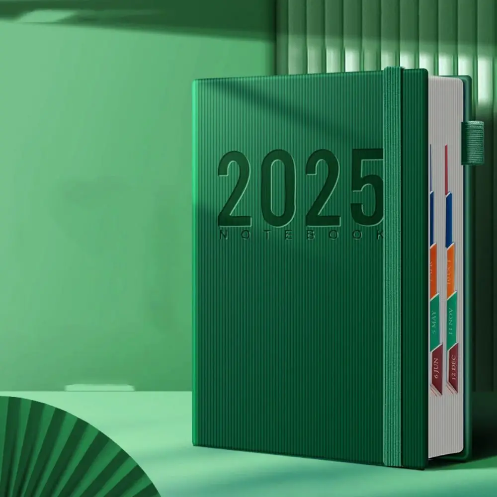 12 Months 2025 Schedule Planner Notepad Thicken Paper Time Management 365 Days Notepad Portable Textured PU a5 Diary Notepad