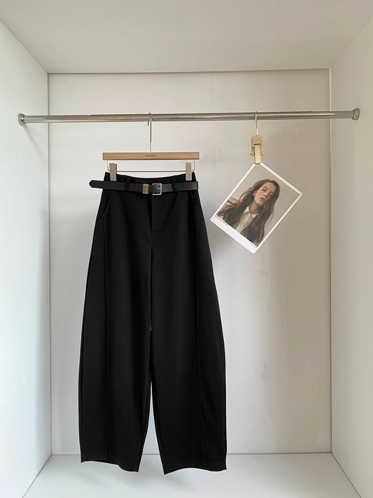 

Korean version fashion simple versatile curved knife pants women autumn winter 2025 new high waist slimming wide leg pants