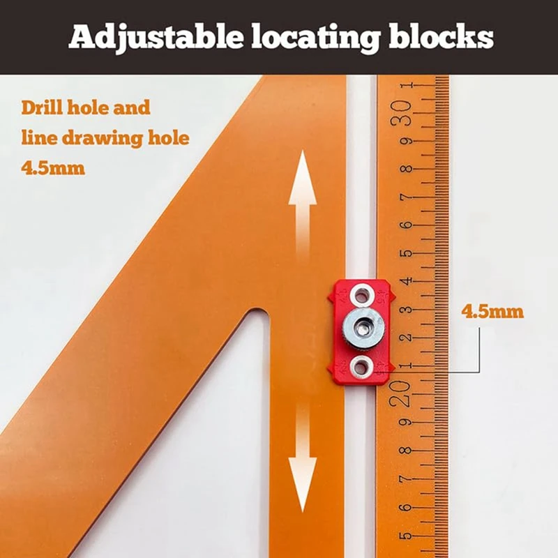목공용 조정 가능한 삼각형 눈금자 각도기, 위치 삼각형 눈금자, 2 인 1 래프터 스퀘어 도구