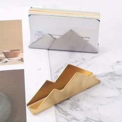 2Pcs/Set Gold&Silver Hill Business Card Holder Creative Storage Box Stainless Steel Business Card Holder Table Card Box
