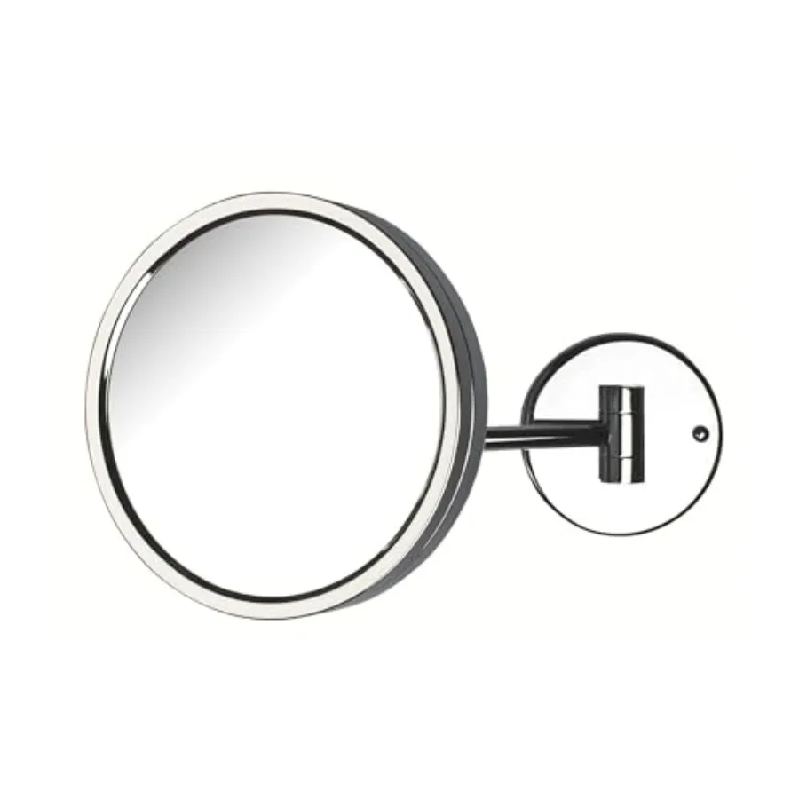 Wall Mount Chrome Finish Makeup Mirror 5X Magnification 8.5" Diameter - Extends 11.5" Model JD13C
