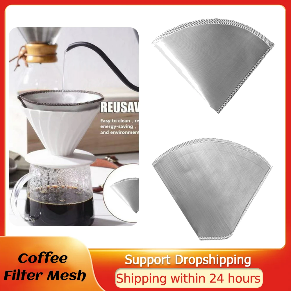 Reusable Pour over Coffee Filter Mesh Paperless Coffee Filter Stainless Steel Cone Filter 3 To 4 Cup Coffee Drip Filter