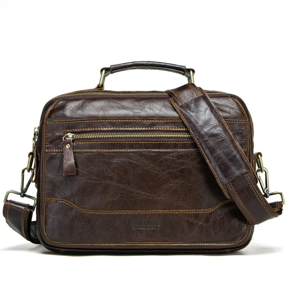 Borsa a tracolla alla moda in pelle bovina con strato superiore a spalla da uomo casual Black Angel