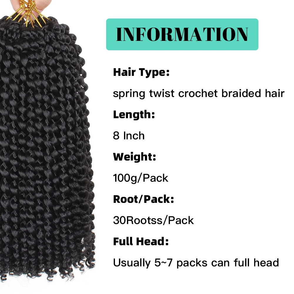 Spring Twist Braiding Hair Synthetic Fiber Fluffy Twist Crochet Braid Low Temperature Twist Crochet Hair for Women Braiding Hair