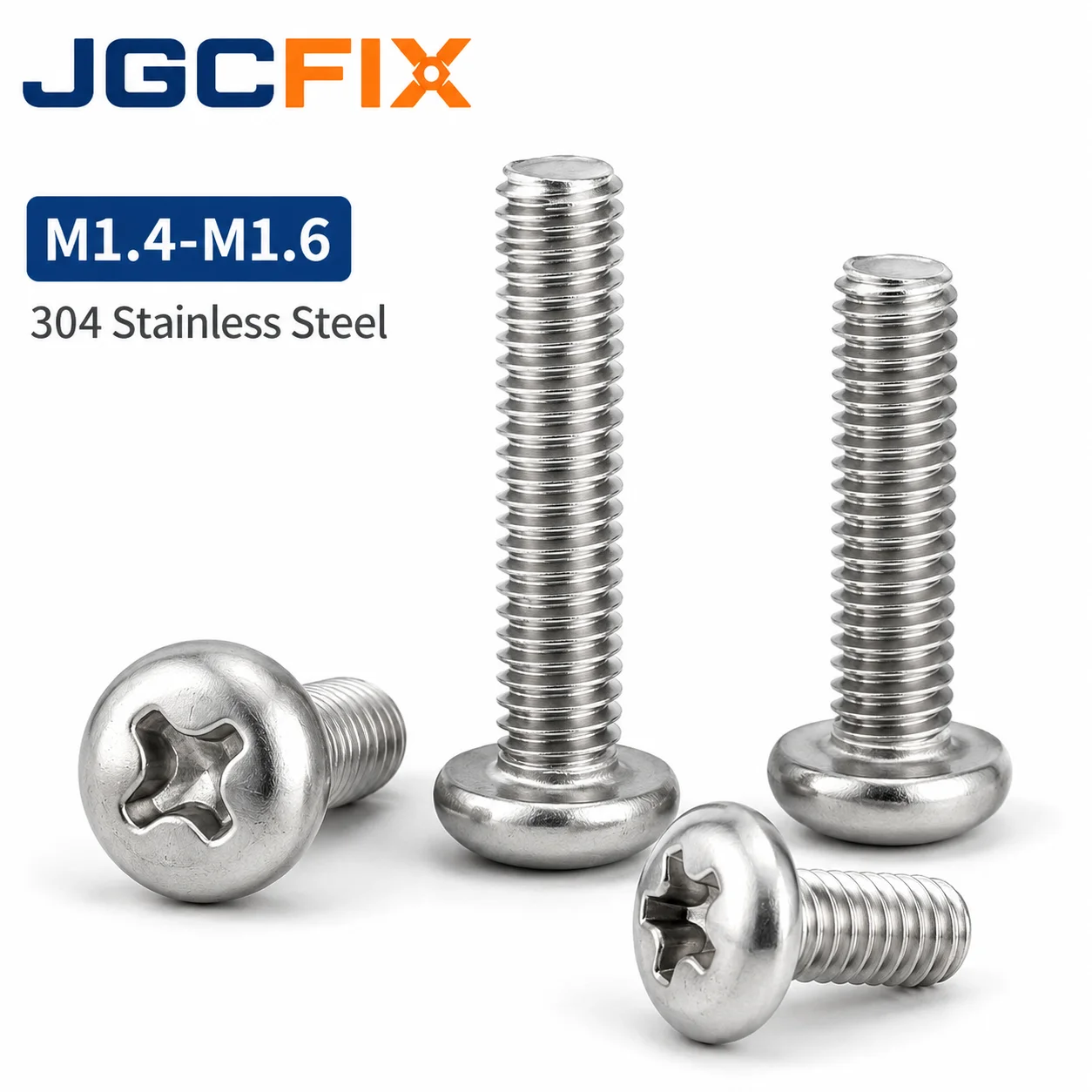 M1.4 M1.6 304 Stainless Steel Phillips Pan Head Machine Screws Cross Recessed Metric Micro Screws for Electronics Repair Bolts