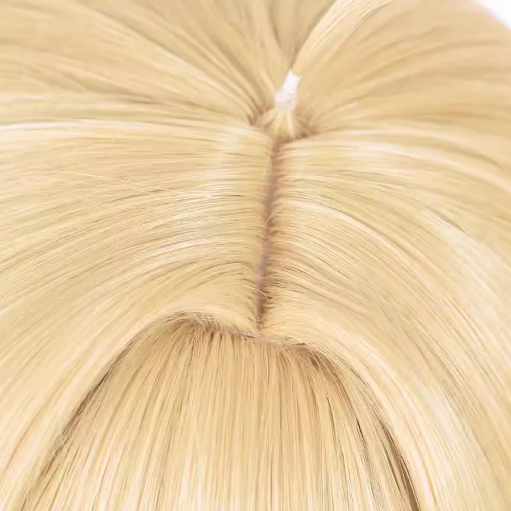 Mullet Head Short Straight Synthetic Wig Blonde Anime Game Cosplay Fluffy Wig Heat Resistant for Daily Party